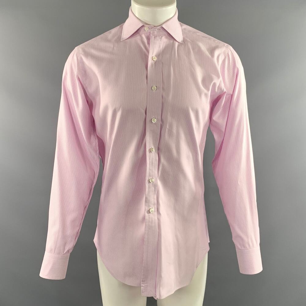 HAMILTON Size S Pink White Stripe Spread Collar Long Sleeve Shirt